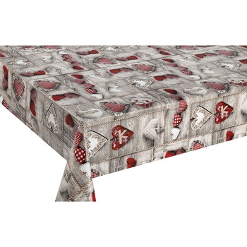 Fata de masa, Zola®, din plastic, model cu inimioare rosii, 140x180 cm Fata de masa, Zola®, din plastic, model cu inimioare rosii, 140x180 cm