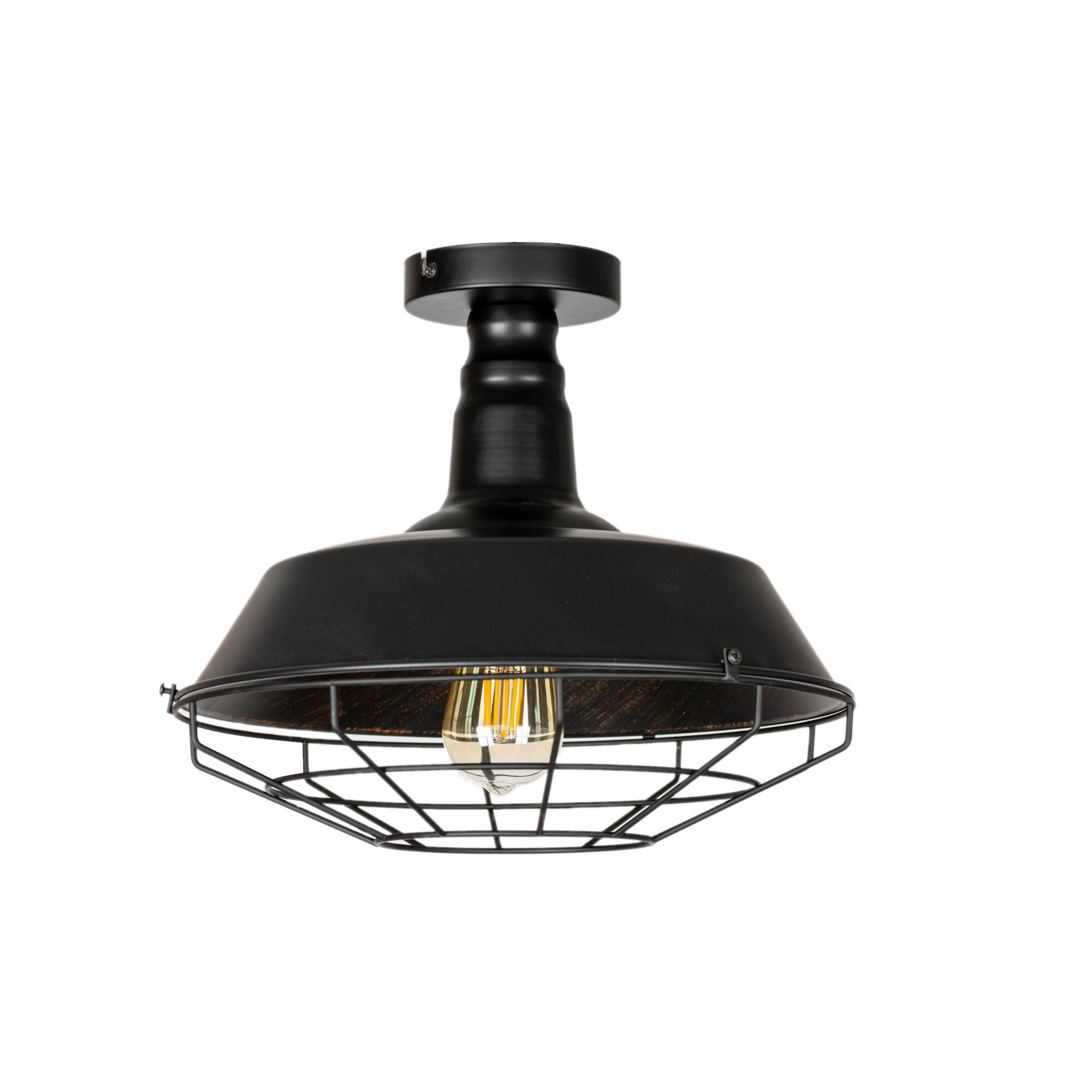 Pendul Cojom, Maria 2 , cu gratar, metal, E27, 60W, negru antichizat cu auriu la interior