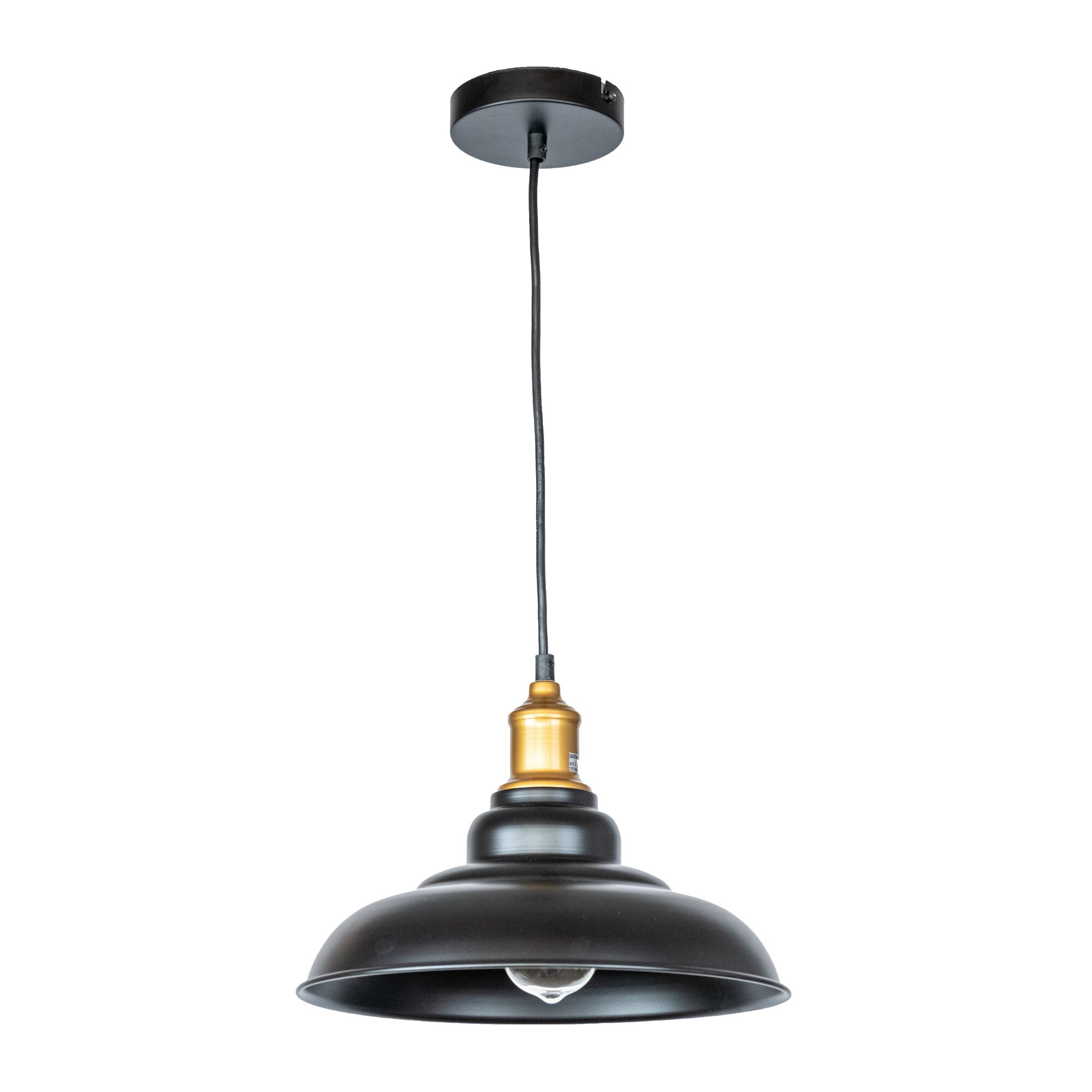 Pendul Cojom, Brit 1, metal, E27, 60W, negru mat cu auriu la partea superioara