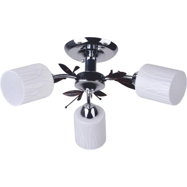 Lustra MALVA cu 3 brate, 3x60w, E27, Alb/Algintiu