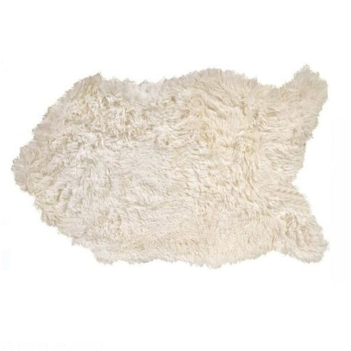 Covor pufos decorativ blana sintetica, alb 55 x90 cm