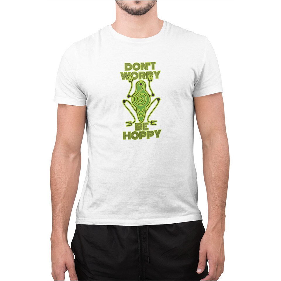 Tricou DON't WORRY - pentru barbati, din Bumbac, ALB, marimea M