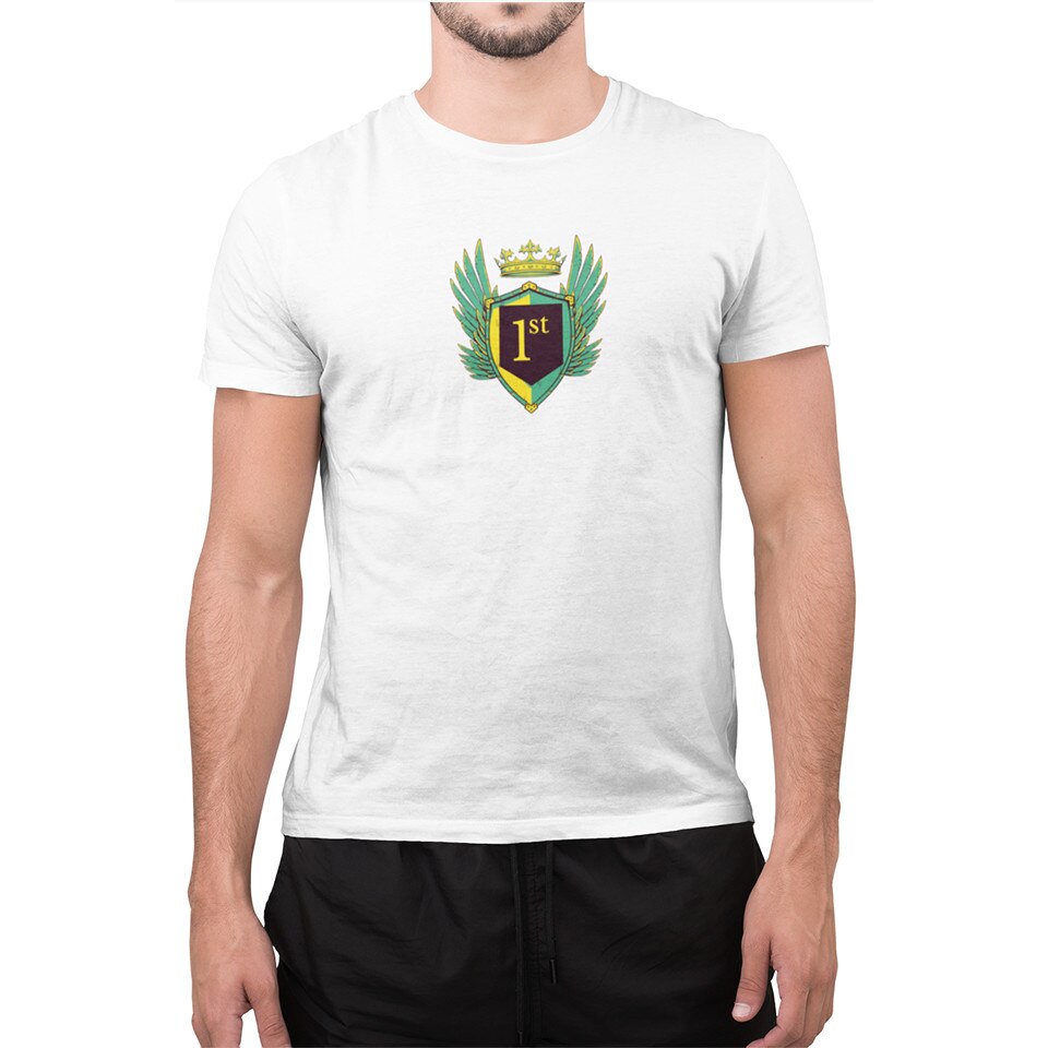 Tricou FIRST - BARBAT, BUMBAC, marimea M, ALB