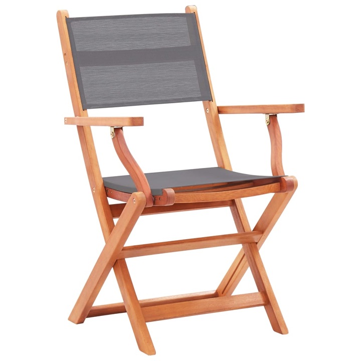 vidaXL 2 db szürke tömör eukaliptuszfa és textilén összecsukható szék
