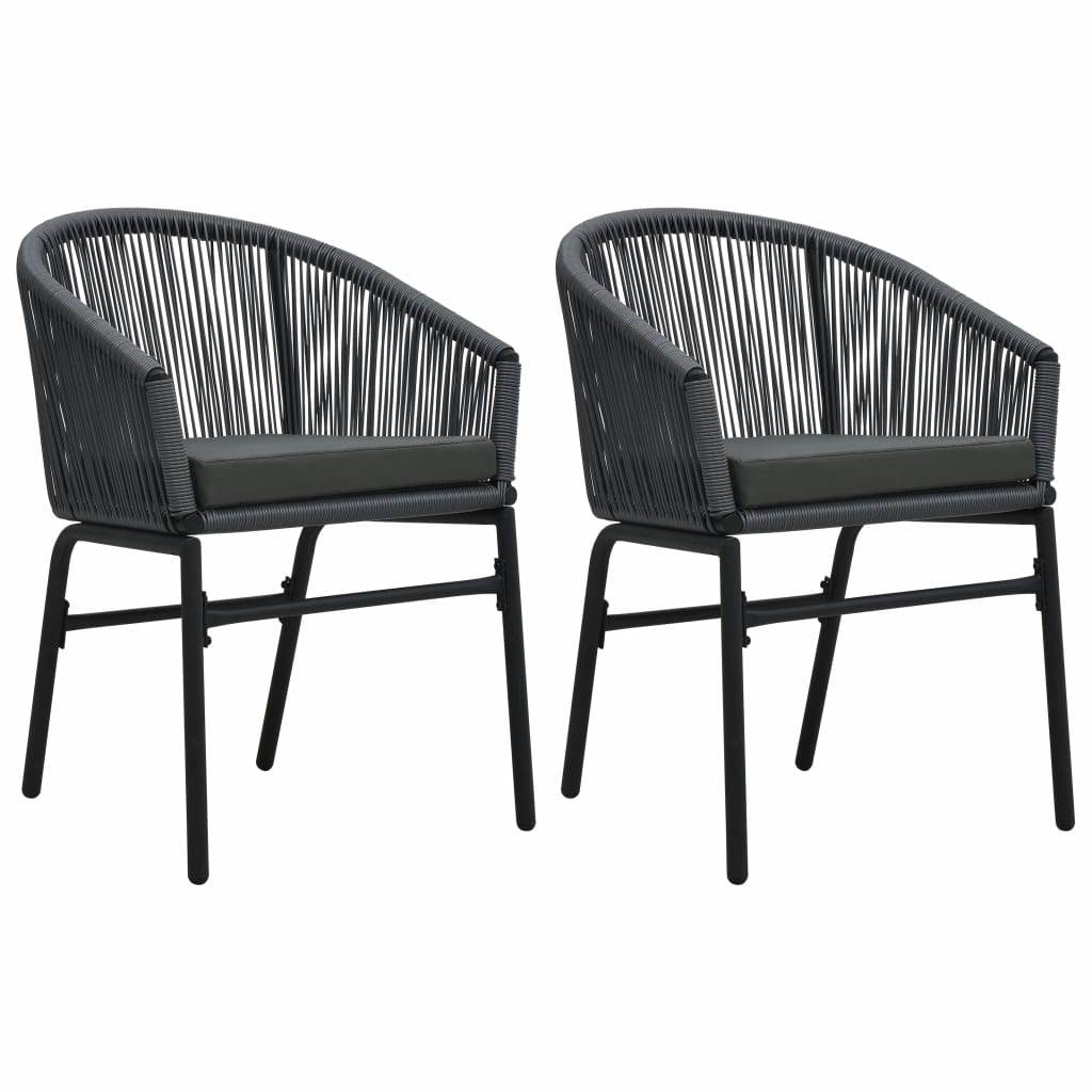 Set 2 scaune de exterior cu perne, vidaXL, Ratan PVC, 58 x 58 x 78 cm, Gri antracit