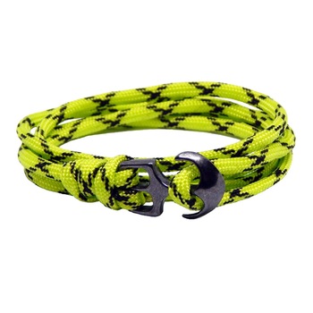 Bratara reglabila din snur paracord vernil cu negru si inchizatoare Ancora neagra Bratara reglabila din snur paracord vernil cu negru si inchizatoare Ancora neagra