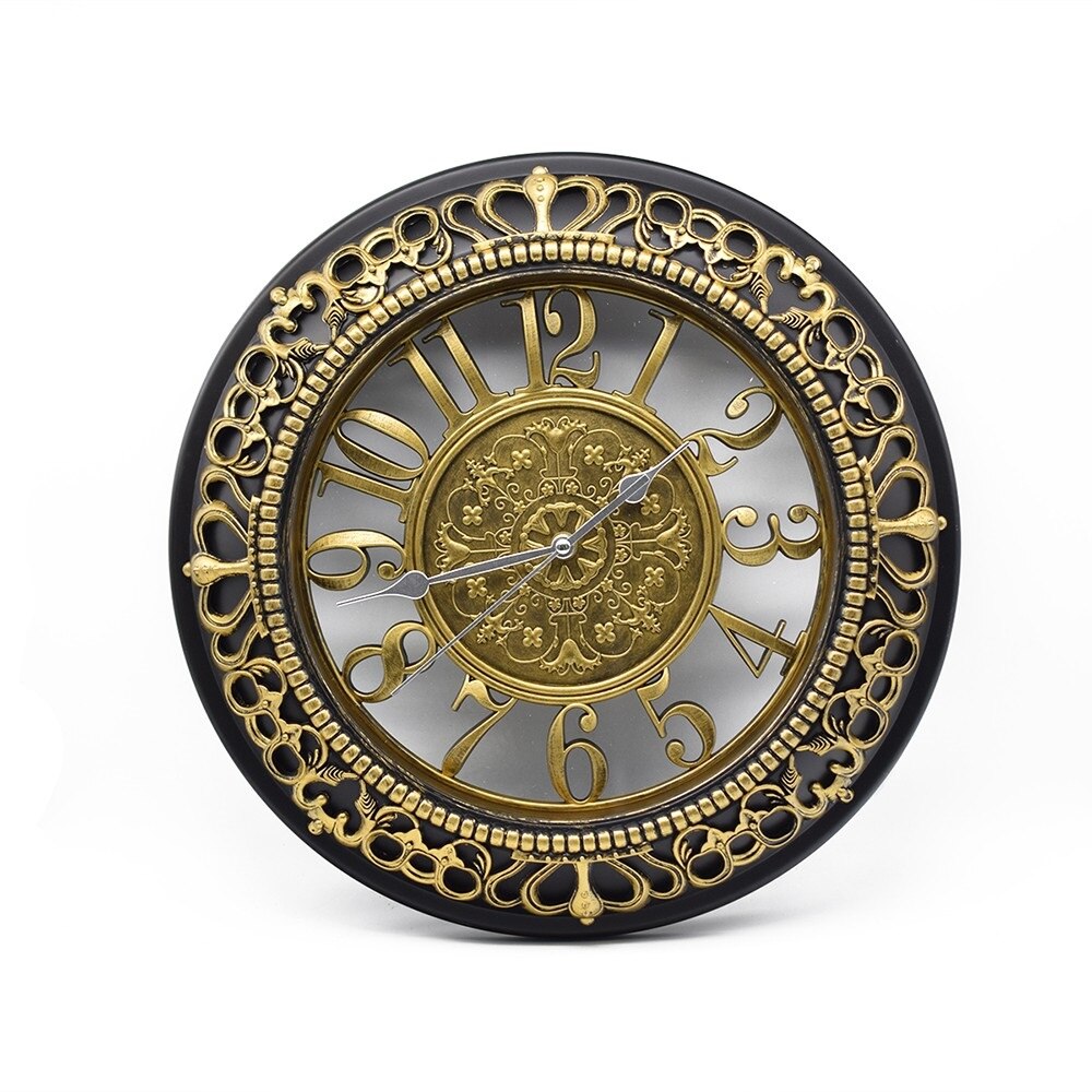 Ceas perete YANA, platic & sticla, forma rotunda si dimensiunile 45 x 42 x 5.5 cm