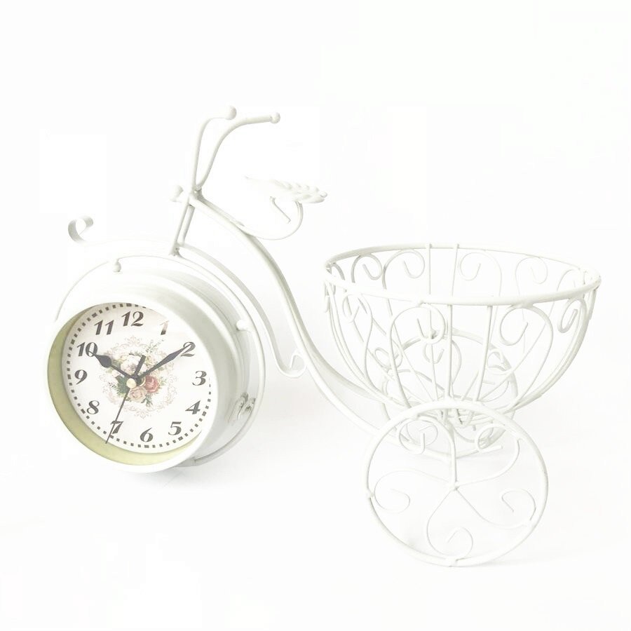 Ceas birou YANA, metal, are forma de bicicleta si dimensiunile 38 x 17 x 25 cm