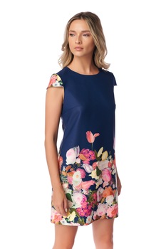 Rochie scurta, Fashion Loft, imprimeu floral, maneci, multicolora 38 EU Rochie scurta, Fashion Loft, imprimeu floral, maneci, multicolora 38 EU