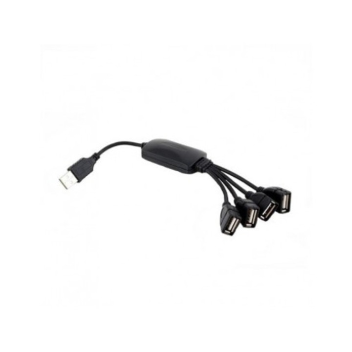 USB 2.0 хъб с 4 порта, черен