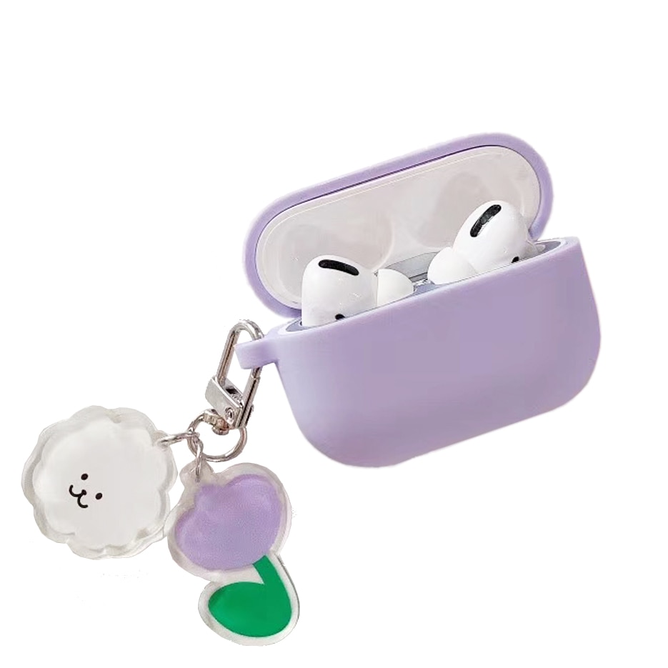 Carcasa de protectie din silicon pentru AirPods Pro Samidy, Accesoriu atasat, Lila
