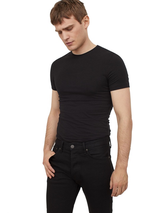 Tricou Barbati, Muscle FIt, Elegant, Negru