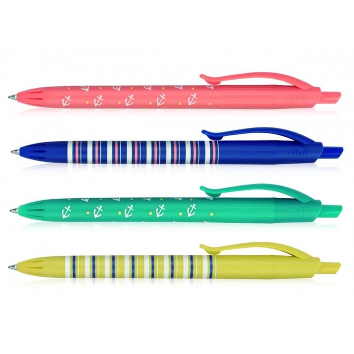 Комплект от 20 гел химикалки MILAN Chameleon, синя олово, дебелина на върха 1 mm, пластмасов корпус с 4 различни модела