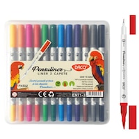 Set 12 Pixuri Liner si Pensula DACO PENSULINER, Varf 0.4 mm, Culori Asortate
