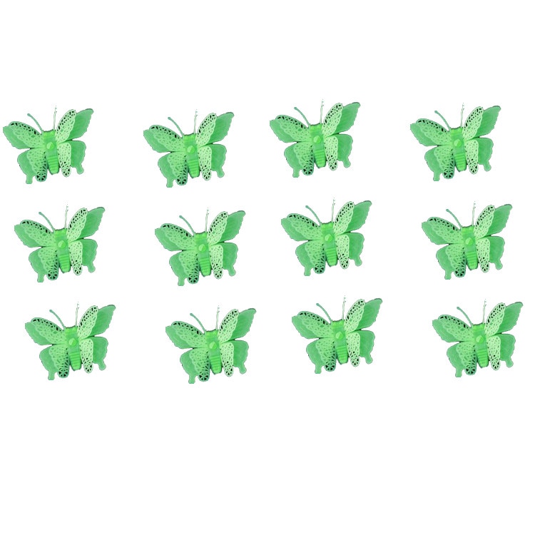 Set 12 stickere fosforescente, Fluturasi 3D, dimensiune 5.5x 8 cm, culoare verde inchis