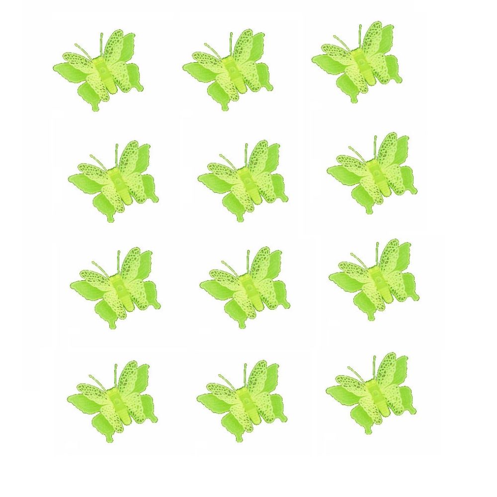 Set 12 stickere fosforescente , Fluturasi 3D, dimensiune 5.5x 8 cm, culoare verde deschis
