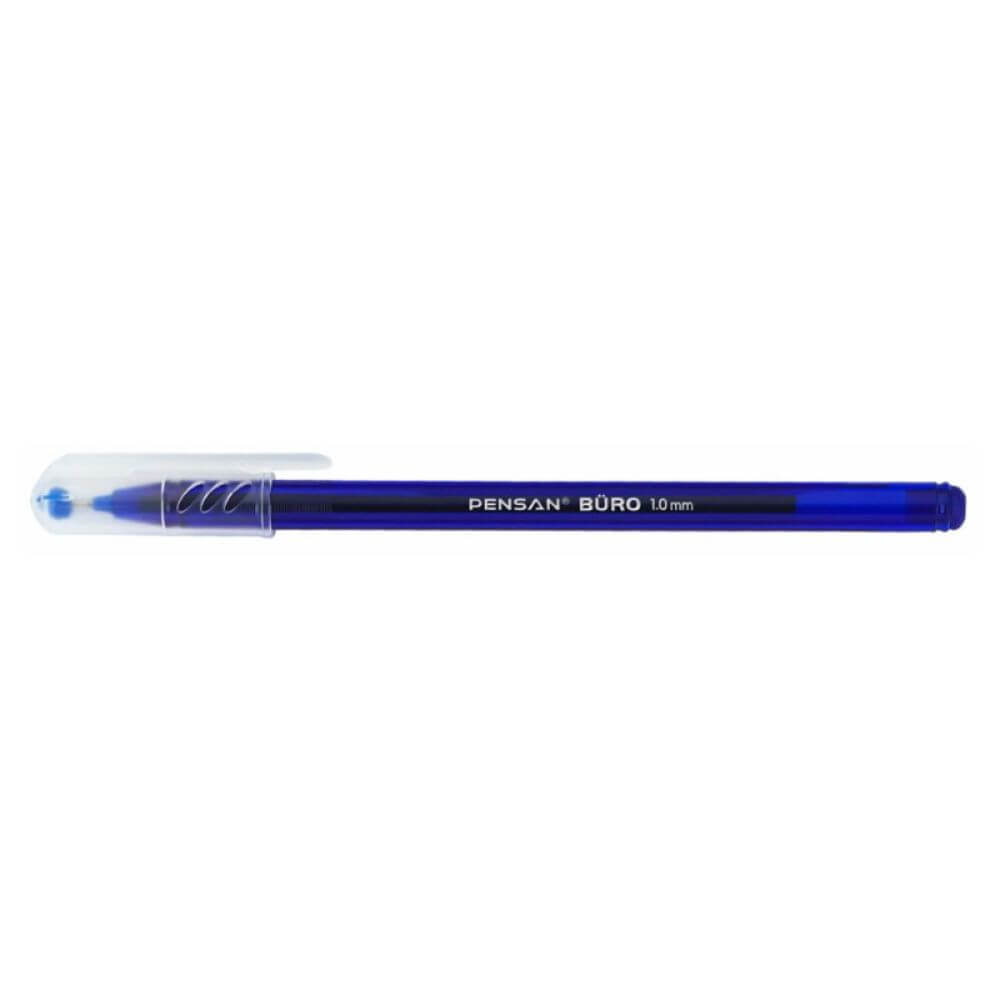 Pix PENSAN Buro, Mina Albastra, Grosime Varf 0.7 mm, Corp din Plastic Transparent cu Capac