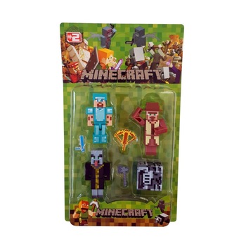 Set 3 figurine model Minecraft, accesorii si arme incluse, multicolor, + 3 ani Set 3 figurine model Minecraft, accesorii si arme incluse, multicolor, + 3 ani