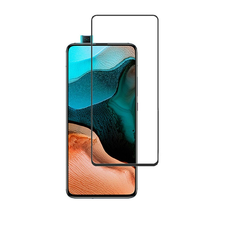 Протектор за Xiaomi POCO F2 PRO, IAO Optim Full Cover Professional Secure Glass, покрива целия екран, Full Glue, пълно залепване, 9H, Черен