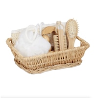 set spa  wellness baie  dus perie masaj capilar buretel de baie scrub pentru spate perie unghii rola de masaj in cos de rattan relaxdays lemn imagen 7_0_
0