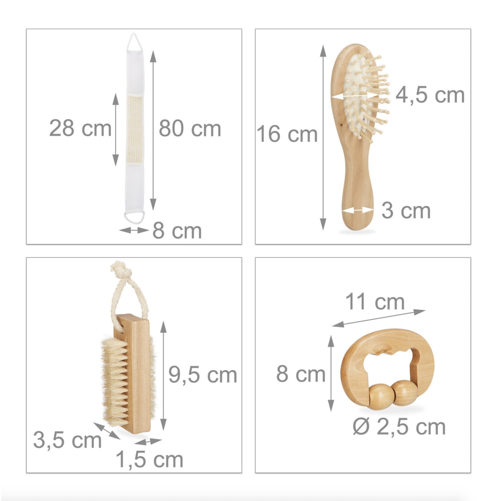 Relaxdays, SPA / wellness / fürdõ / zuhany szett, hajmasszázs kefe