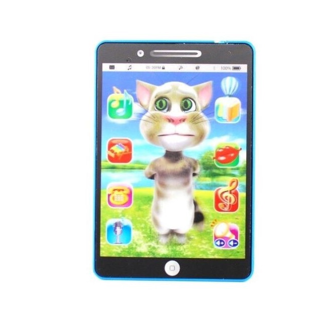 Tableta de jucarie interactiva 3D, cu motanul vorbitor TOM, amuzament si invatare, functii touch, culoare negru