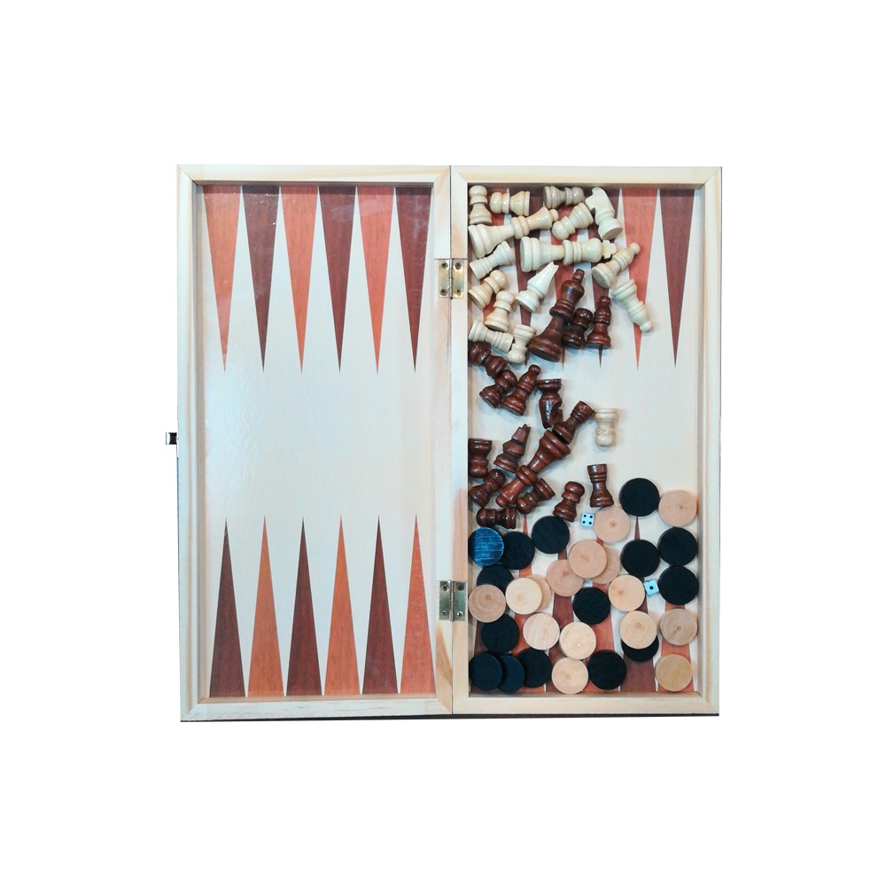 Joc de sah, table si dame, 39 x 39 cm, cutie si piese din lemn, cu toate piesele incluse