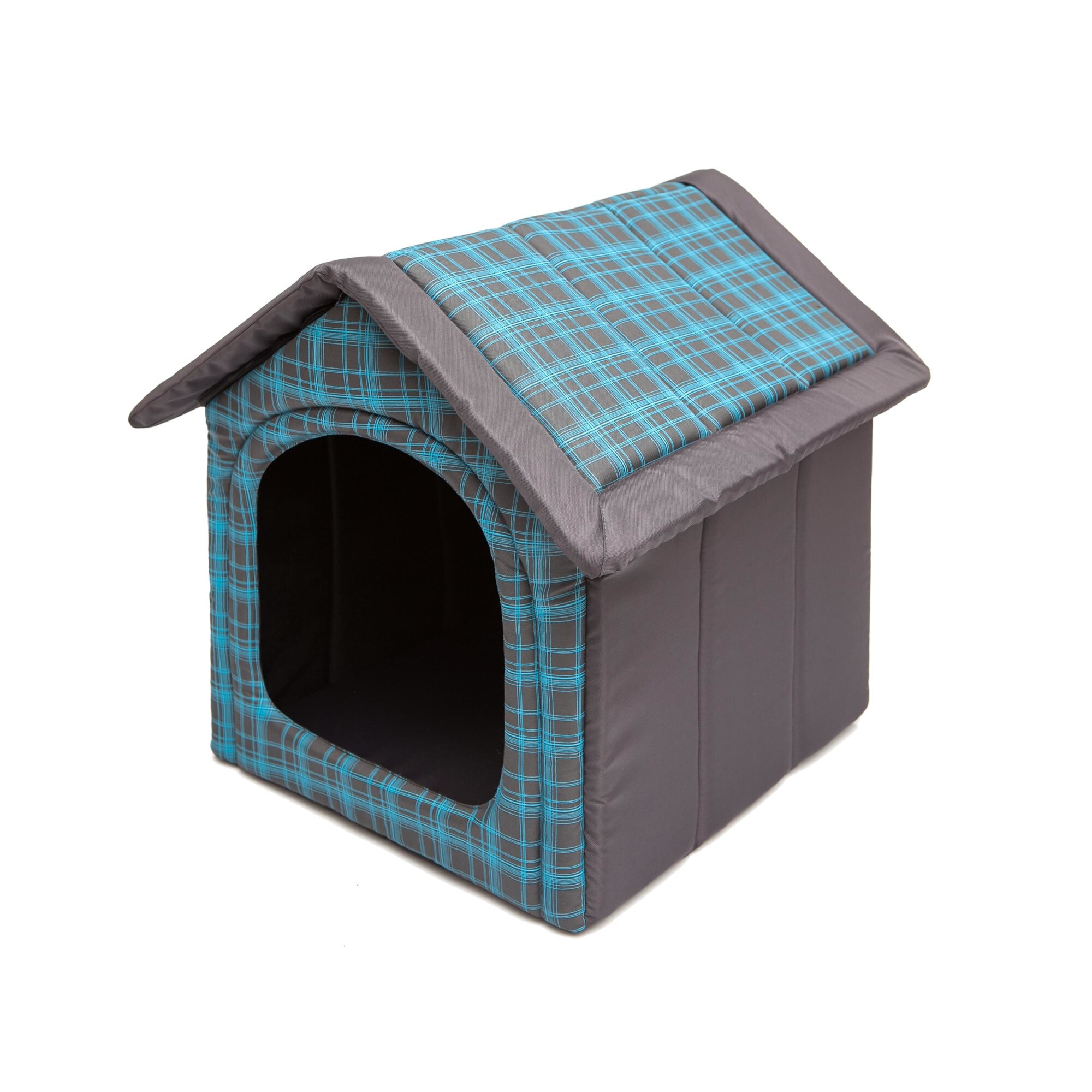 Casa pentru animale de companie, albastru in carouri, HobbyDog - Dimensiunea 1 - 38x32x38 cm