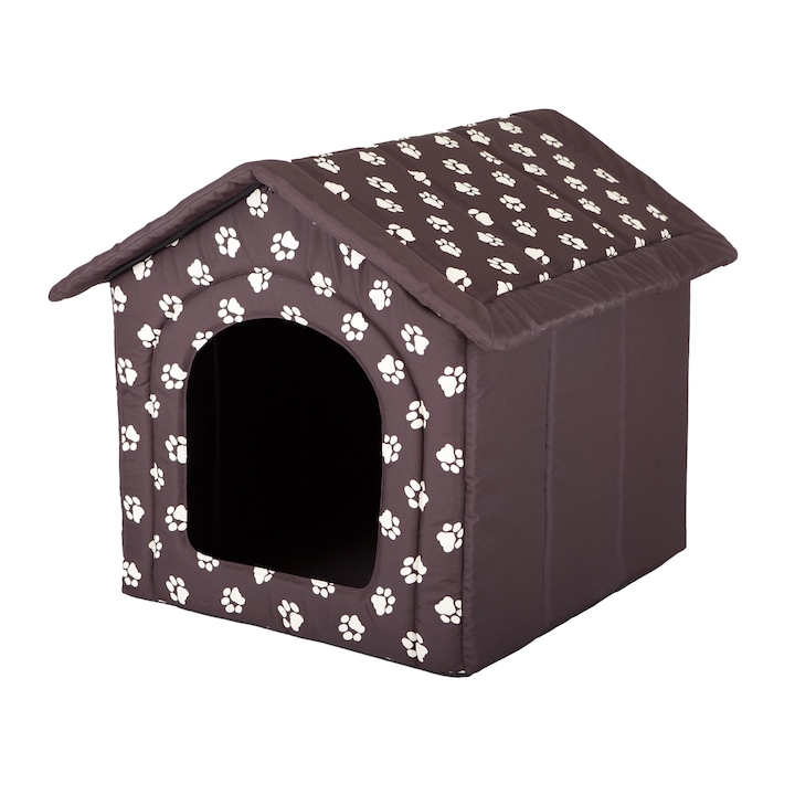 Hobbydog kisállat ház, 1-es méret, 38 x 32 x 38, mancs minta, barna
