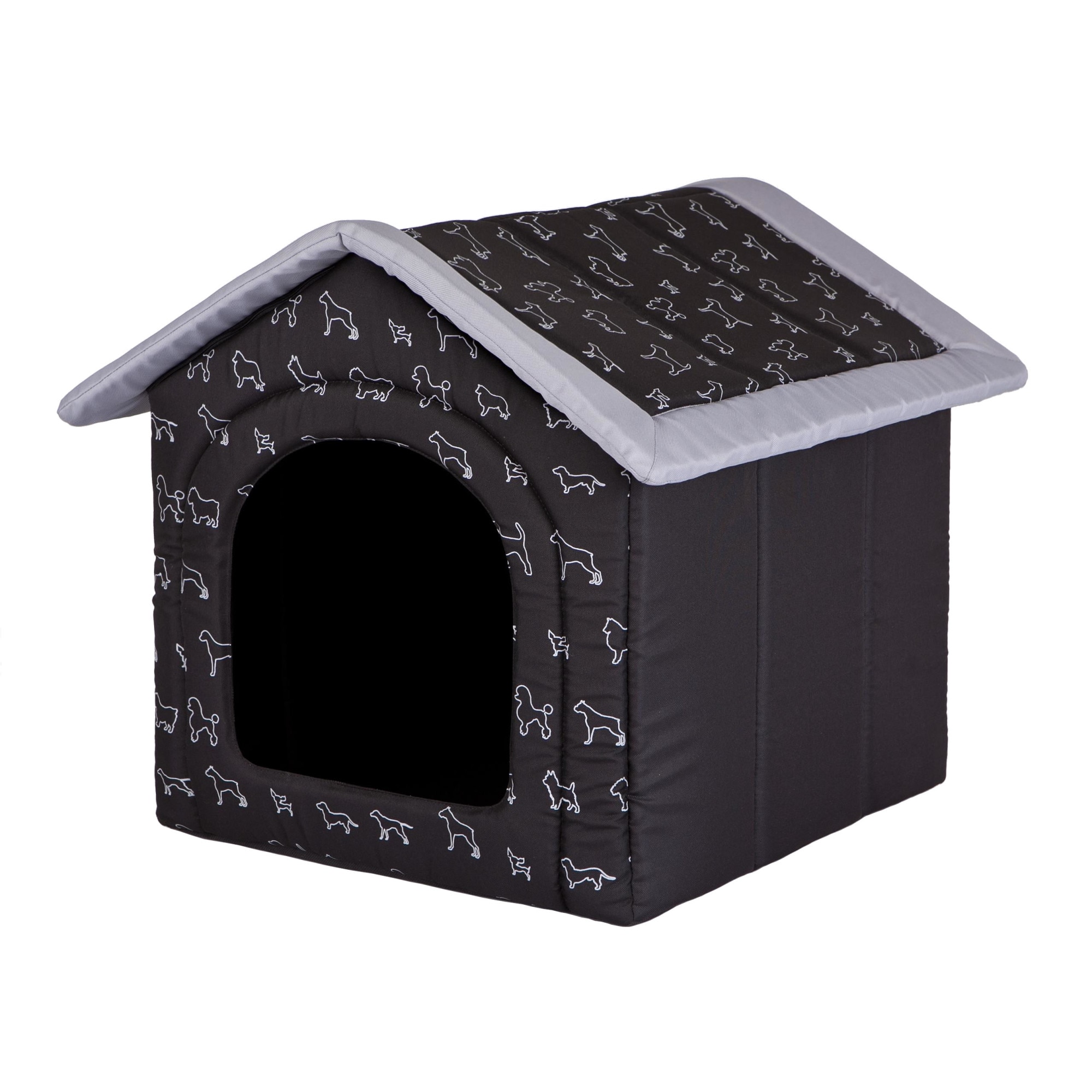 Casa pentru animale de companie, negru cu caini, Hobbydog - Dimensiunea 3 - 52x46x53 cm cm