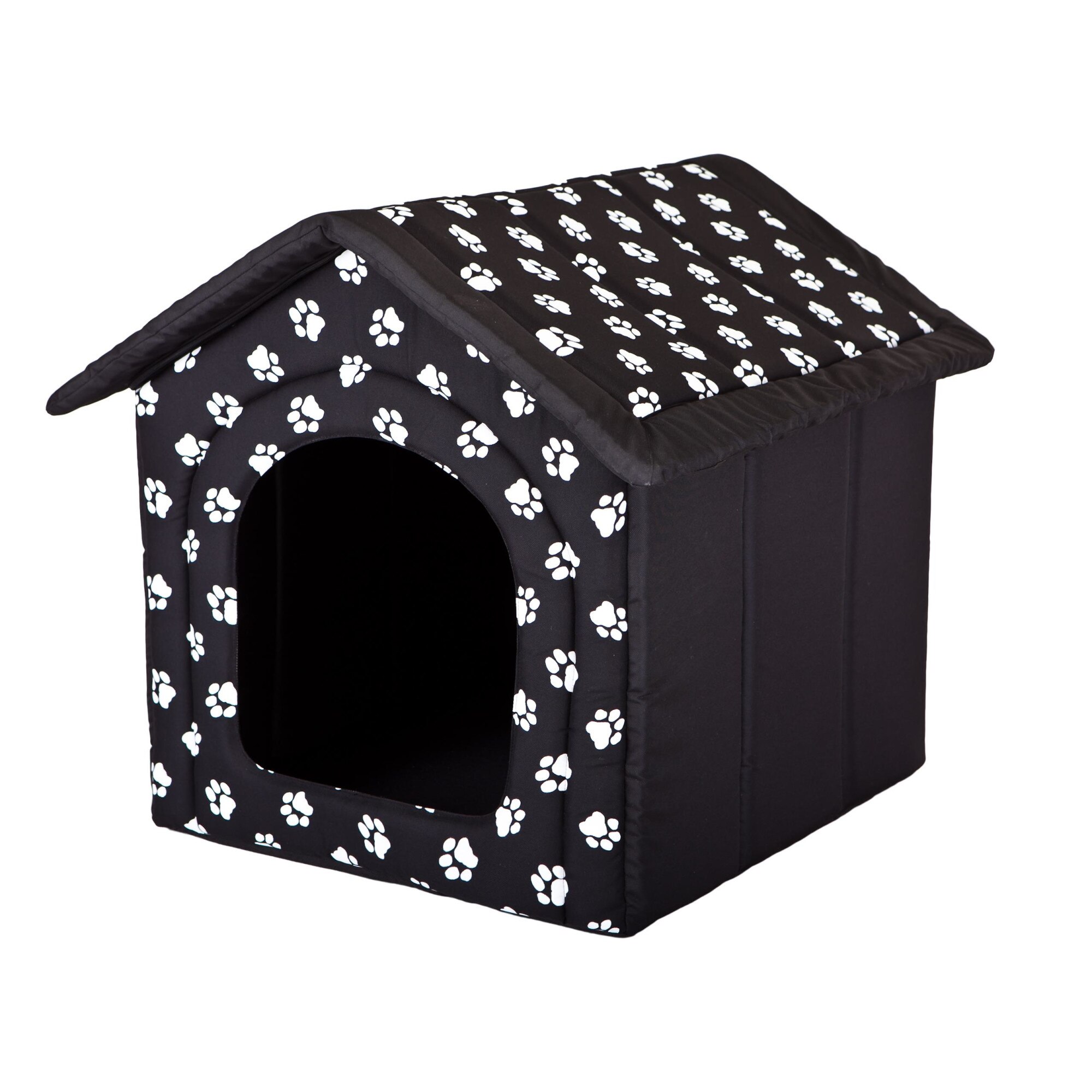 Casa pentru animale de companie, negru cu labe, Hobbydog - Dimensiunea 3 - 52x46x53 cm