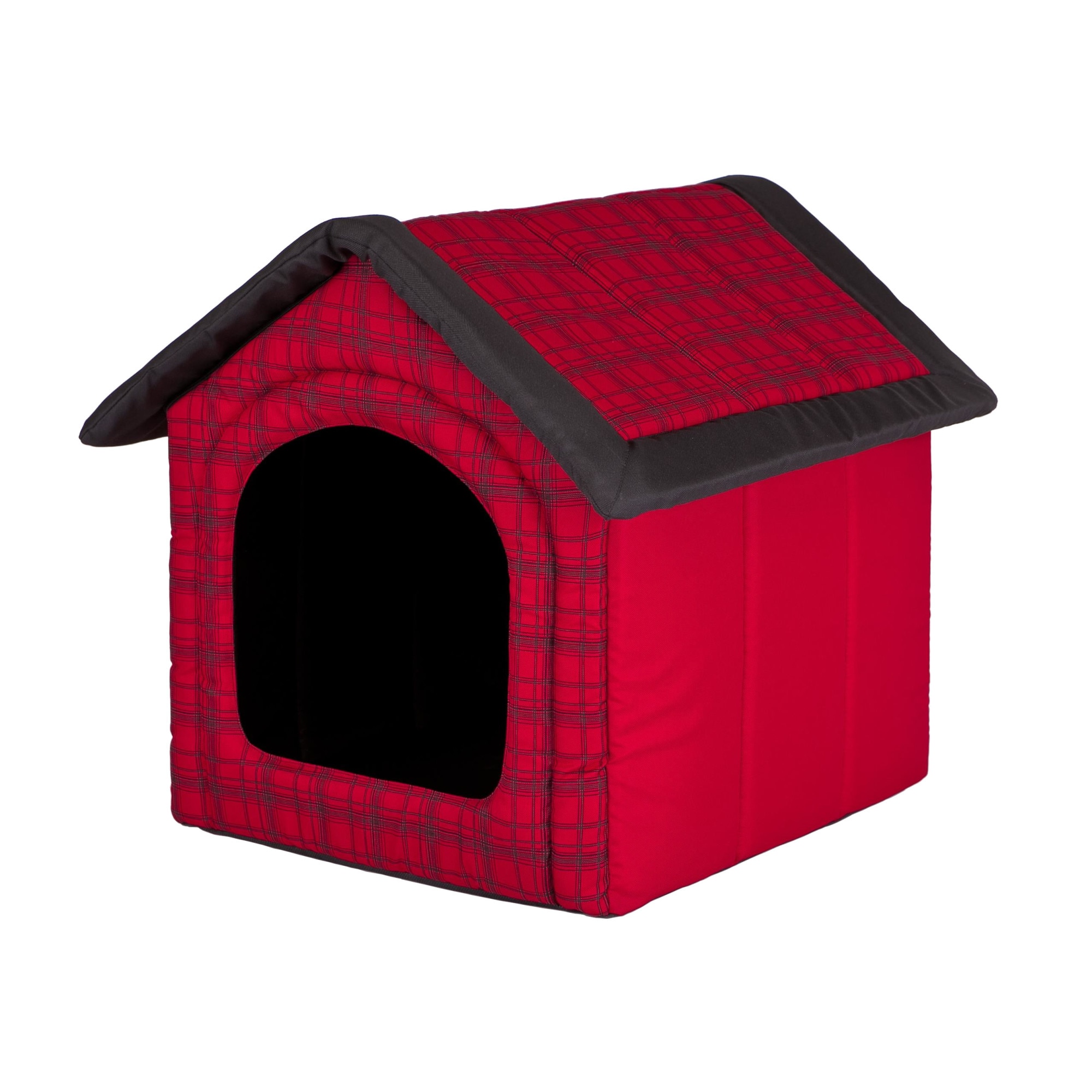 Casa pentru animale de companie, carouri rosii, Hobbydog - Dimensiunea 2 - 44x38x45 cm