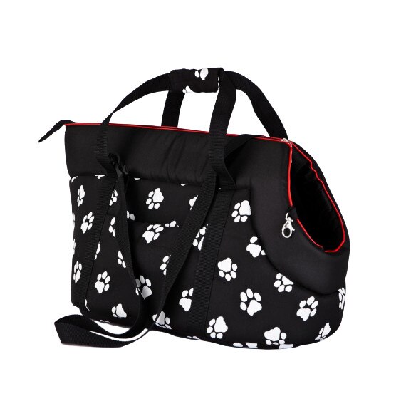 Geanta de transport, negru cu labe, Hobbydog, 20x36x22 cm