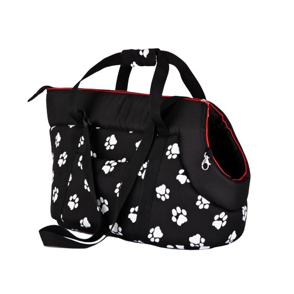 Geanta de transport, negru cu labe, Hobbydog, 25x43x27cm