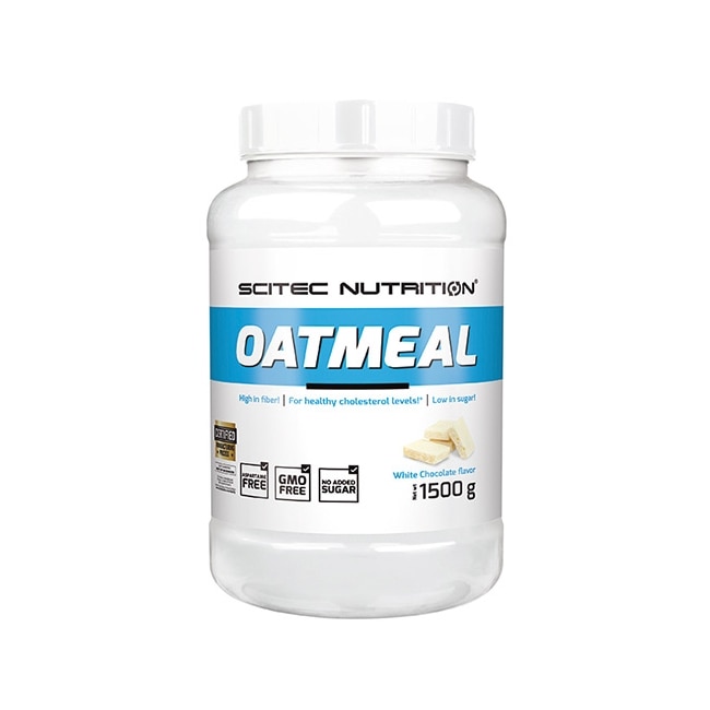 Pudra energizanta Scitec Oatmeal 1.500 Kg cu aroma de ciocolata alba