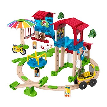 Set constructie Fisher Price din lemn si plastic , 75 piese Set constructie Fisher Price din lemn si plastic , 75 piese