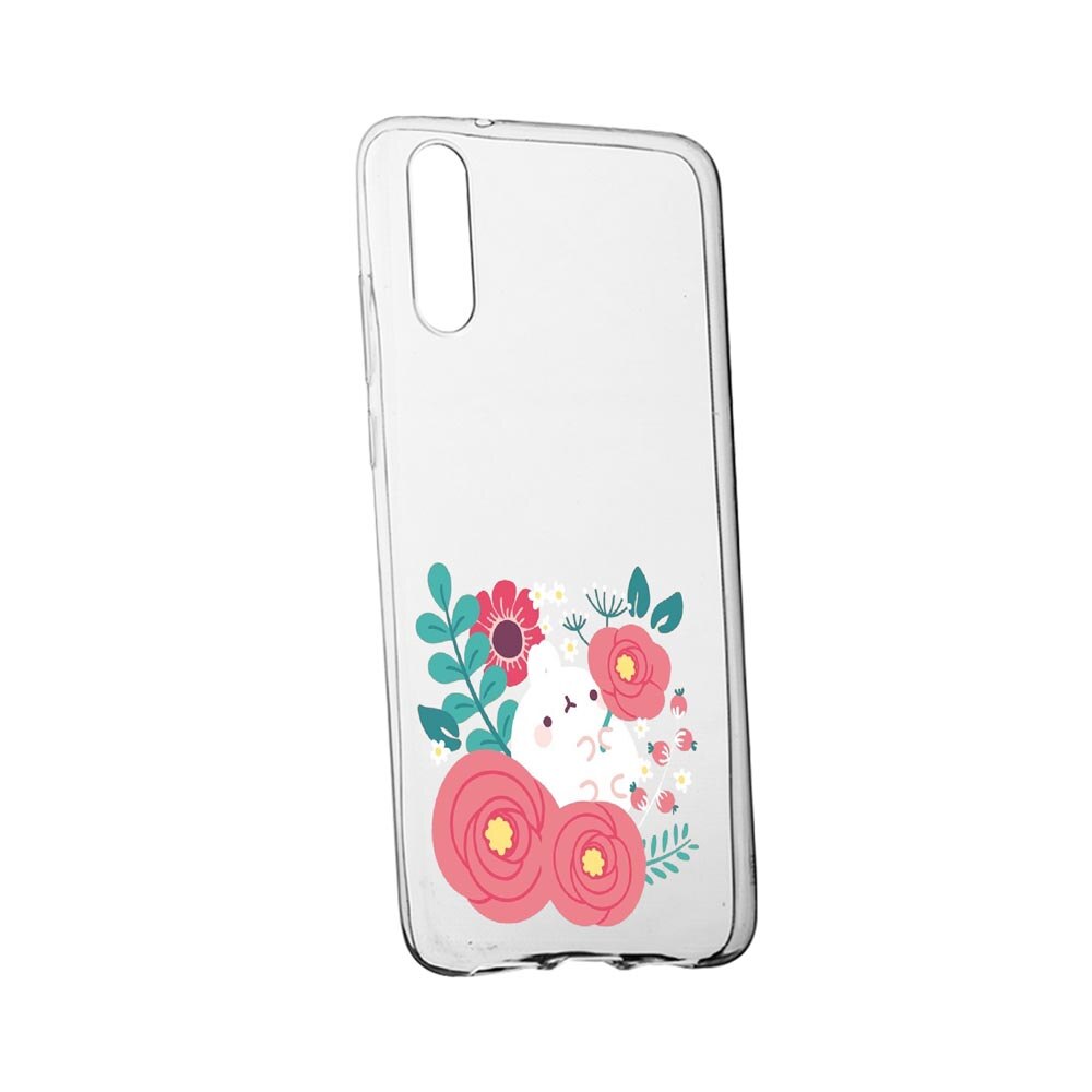 Husa Rabbit in flowers, pentru Xiaomi Mi Note 10 / Mi Note 10 Pro, rezistenta la uzura, anti-alunecare, din silicon Premium, 686