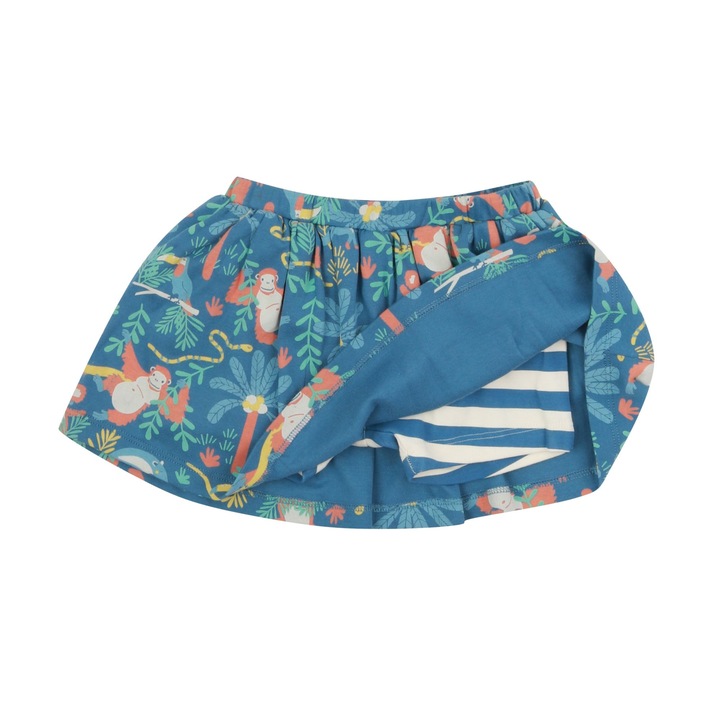 Fusta-pantalon, “in jungla”, bumbac organic, multicolor, fete 5-6 ani