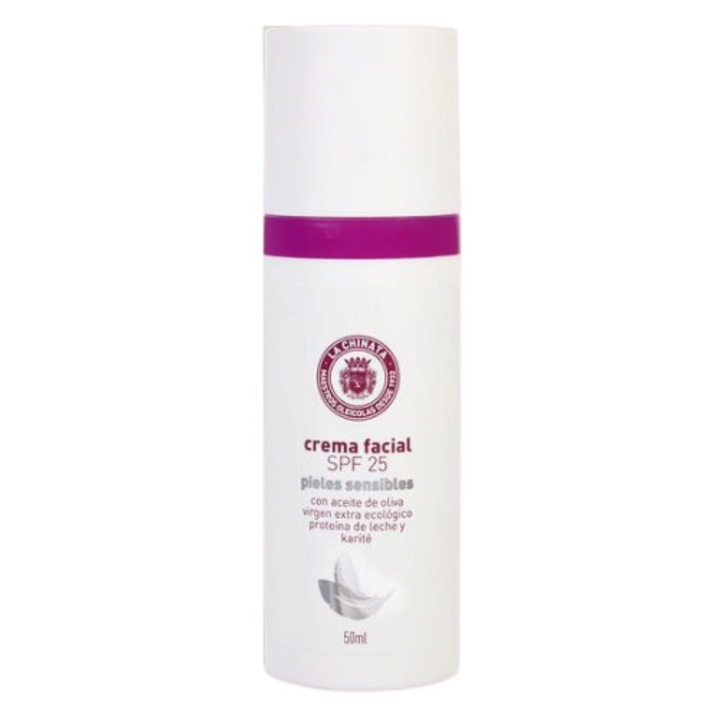 Crema pentru fata, pentru piele sensibila, cu extract de maslin si factor de protectie UV SPF-25, 50 ml, La Chinata