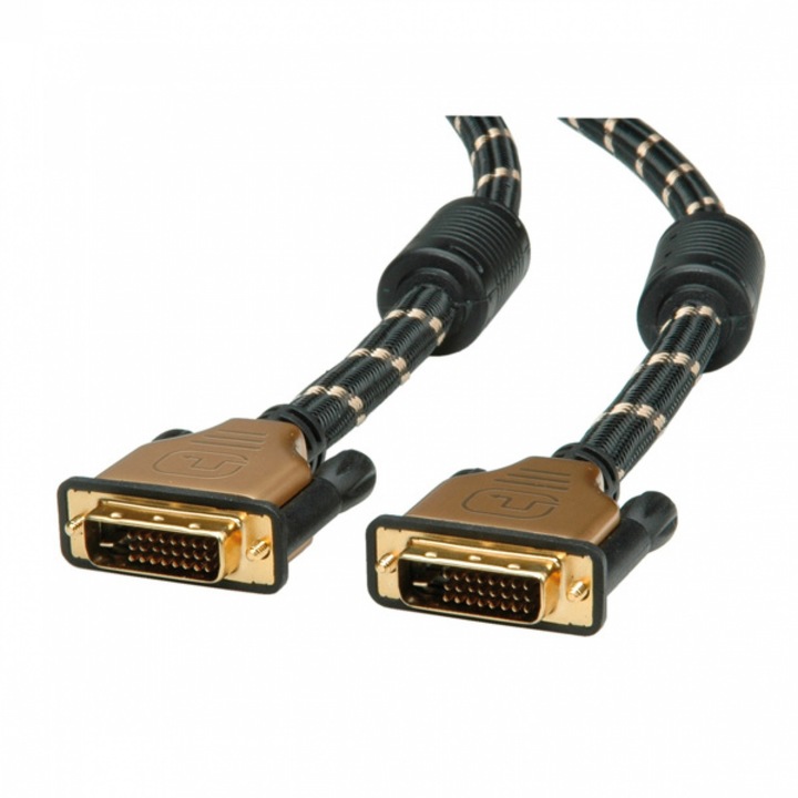 Cablu DVI 24+1pini Dual Link GOLD 2m T-T, Roline 11.04.5512