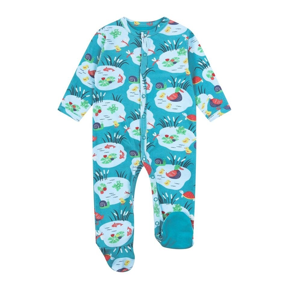 Salopeta cu botosei, viata pe iaz, bumbac organic, multicolor, copii