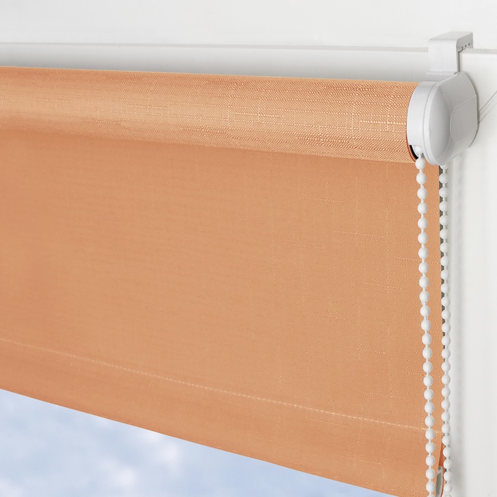 Roleta textila, semi-opaca, instalare non-invaziva, rulou mini, P+R, 57 cm x 150 cm, piersica