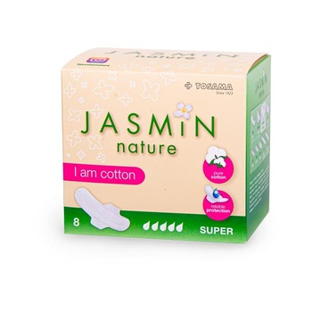 Absorbante de noapte cu bumbac si aripioare 8 buc (5 picaturi) Jasmin Absorbante de noapte cu bumbac si aripioare 8 buc (5 picaturi) Jasmin