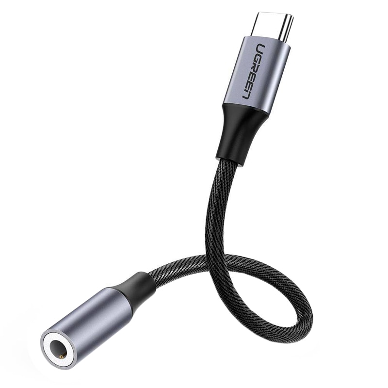 Adaptor Audio UGREEN, USB-C To Mini Jack 3,5 mm, Negru/ Gri