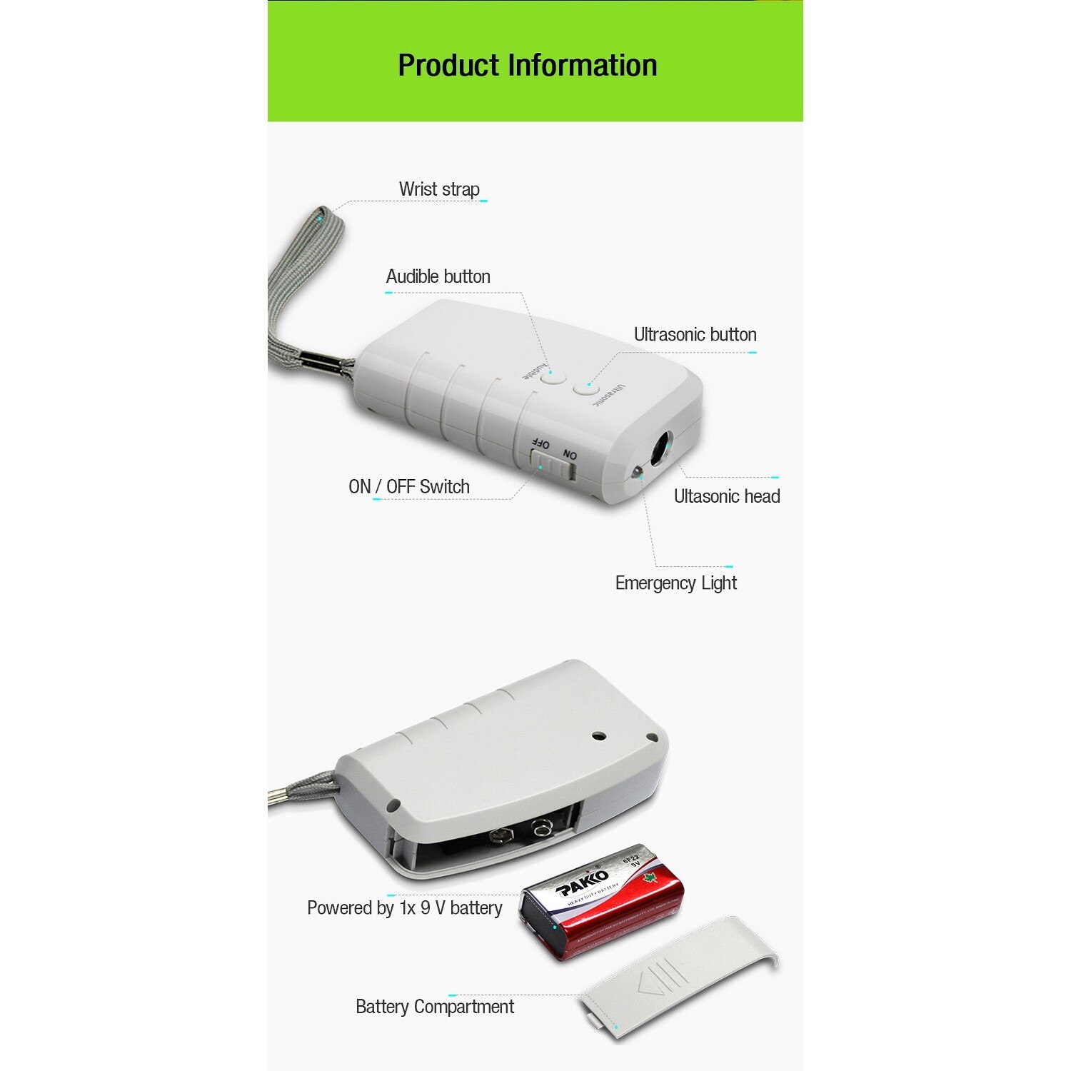 Електронно устройство срещу кучета Votton Super Dog Repellent, С висока