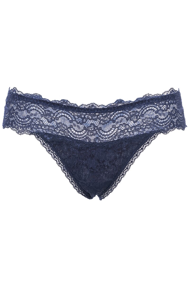 Chilot din dantela elastica si bumbac , model brazilian, Intimamoda Vanity, Albastru
