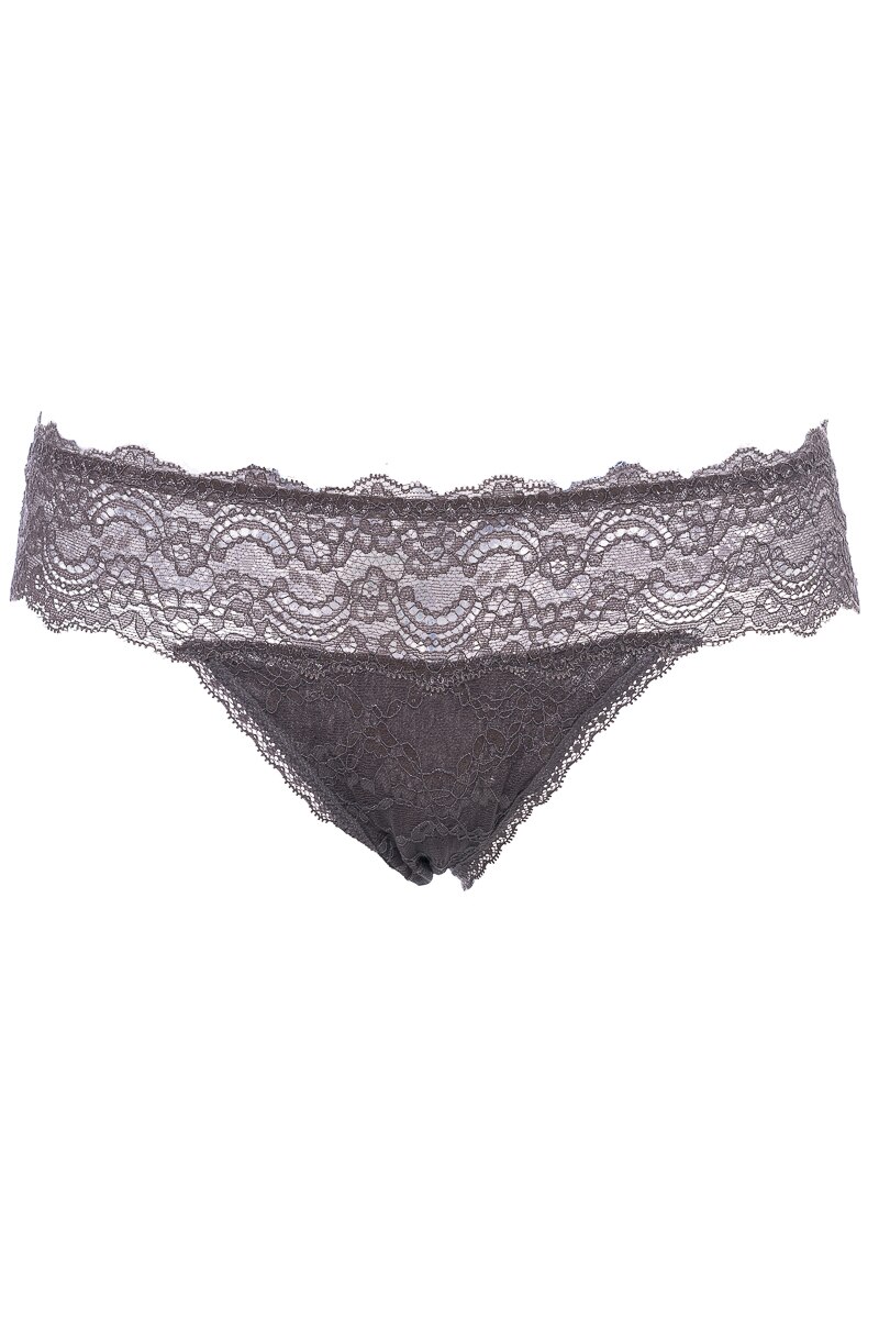 Chilot din dantela elastica si bumbac , model brazilian, Intimamoda Vanity, Gri antracit