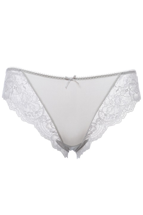 Chilot din dantela si microfibra, model brazilian, Intimamoda Pur Love, Gri perlat