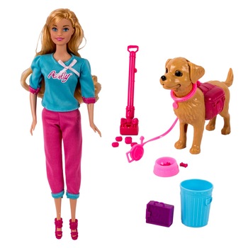 Papusa manechin, Zola®, cu catelus maro si accesorii Papusa manechin, Zola®, cu catelus maro si accesorii