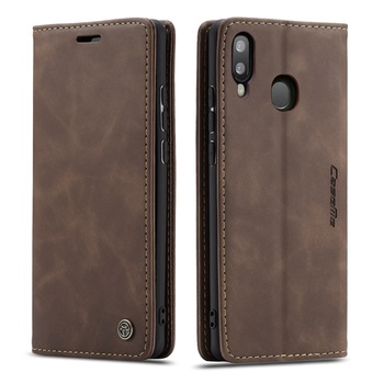 Husa Samsung Galaxy A20e - CaseMe, slim piele, tip portofel, stand, inchidere magnetica, textura catifelata, Maro coffee Husa Samsung Galaxy A20e - CaseMe, slim piele, tip portofel, stand, inchidere magnetica, textura catifelata, Maro coffee